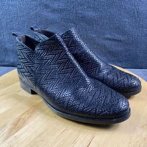 Marroqui Sanchez Black Leather Booties Size US 7.5/EUR 38 Spain 19039 EUC Weaved